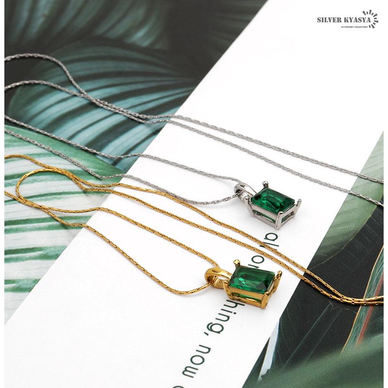 ネックレス ステンレス 金属アレルギー対応 レディース グリーン 緑 一