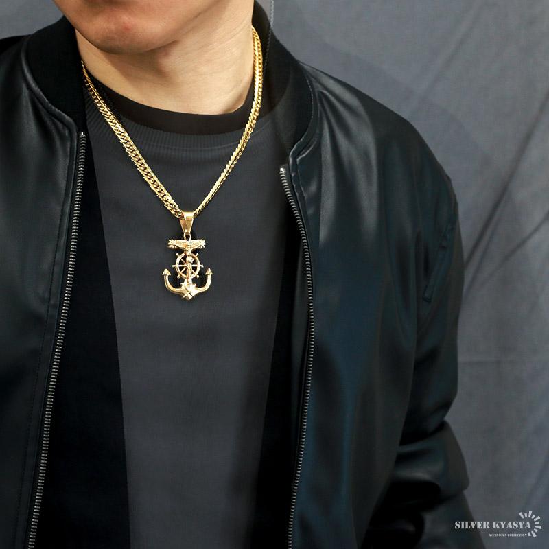 ステンレス 存在感抜群 アンカーネックレス メンズ ペンダント 18k gp