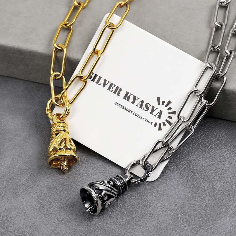 ステンレス ツインベルネックレス 唐草 クレーンベル ネックレス ステンレス ツインベルネックレス 唐草 クレーンベル ネックレス