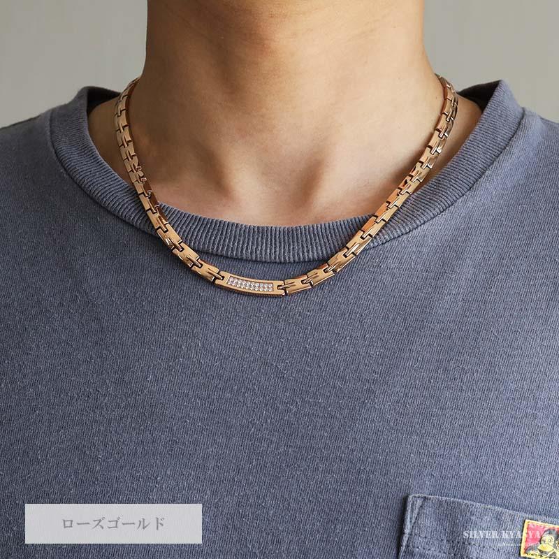 1点限定入荷❗️ 魅せるスチールゴールドチタン磁気ネックレス チタンネックレス！ 純チタン製 磁気ネックレス シルバー ローズゴールド Titanium