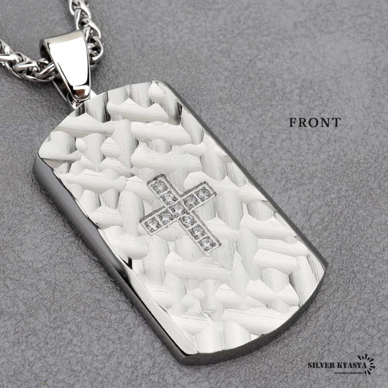 無骨 存在感 シンプル メンズネックレス プレート シルバー ドッグタグ