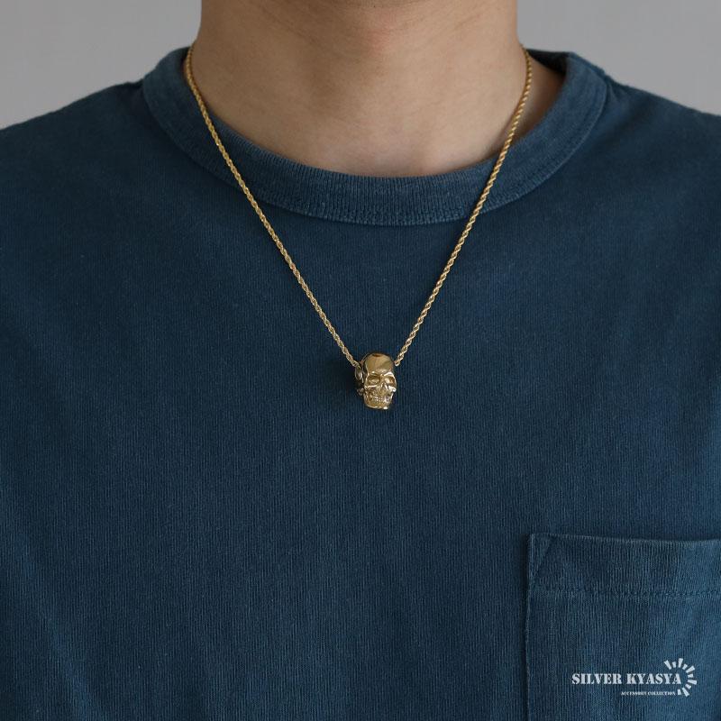 ゴールド スカル ネックレス SKULL NECKLACE OLIVEGREEN EYE(ゴールドスカルネックレス オリーブ