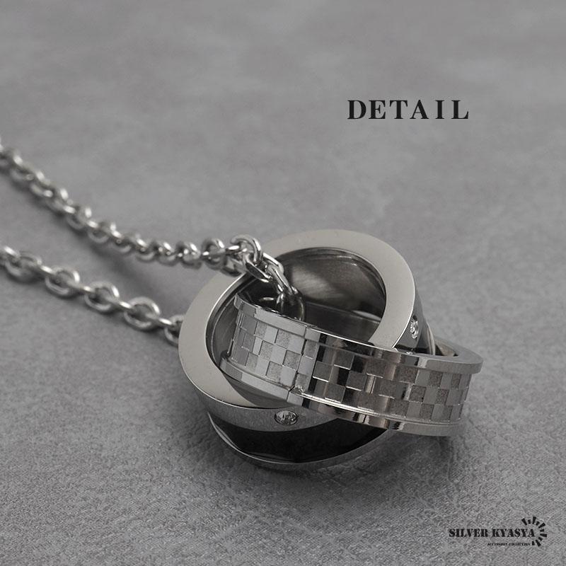 stainless ダブルリングネックレス シルバー ペンダント リング stainless ダブルリングネックレス シルバー ペンダント リング