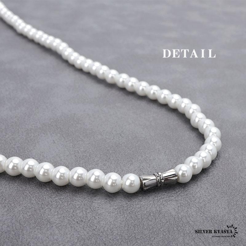 重量感あり 男性用 パールネックレス メンズ トレンド クロス