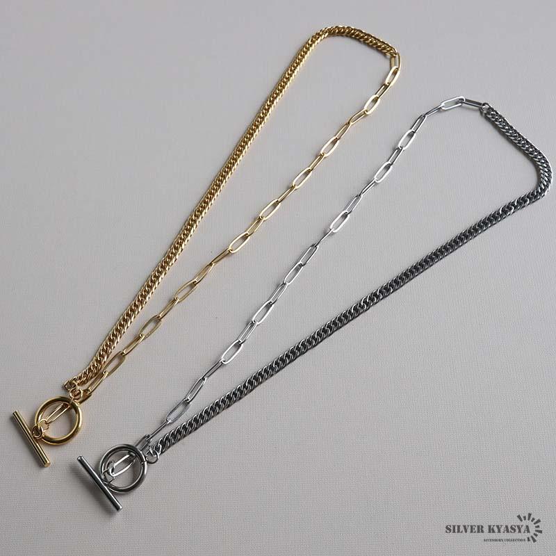 マンテルチェーンネックレス ステンレス ゴールド シルバー 18KGP 2way