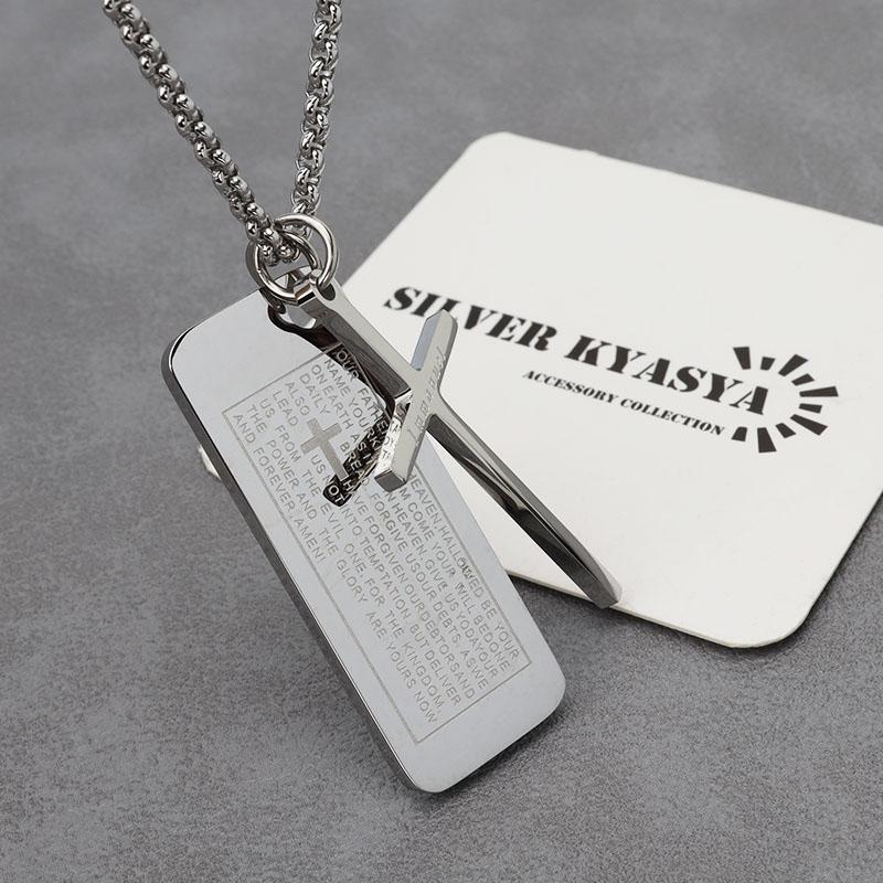 複数買いで最大300円OFFクーポン／クロスネックレス プレート