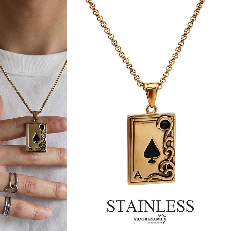 トランプネックレス エース スペード ペンダントネックレス ゴールド