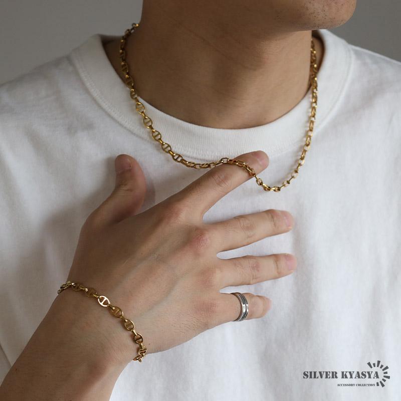 アンカーチェーンネックレス 幅6mm ゴールド ステンレス K18 GP GOLD
