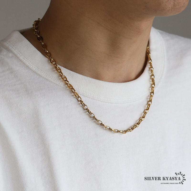 即発送⭐️メンズ ネックレス ゴールド 超美品 アンカーチェーンネックレス 幅6mm ゴールド ステンレス K18 GP GOLD