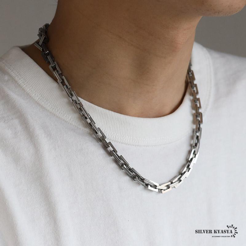 クーポンで10％OFF ステンレス ダブルリンクチェーンネックレス メンズ