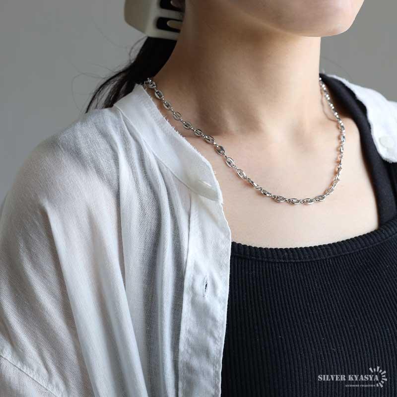 新品未使用‼️アンカーチェーン　ネックレス　ステンレス　1コマ　シルバー　つけっぱ ステンレス アンカーチェーンネックレス チェーンネックレス
