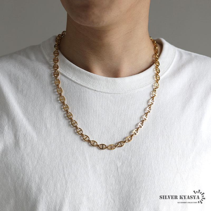 アンカーチェーンネックレス 幅8mm ゴールド ステンレス K18 GP GOLD