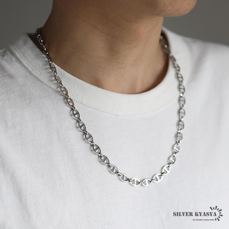 店内まるっと10%OFF祭／アンカーチェーンネックレス 幅8mm シルバー
