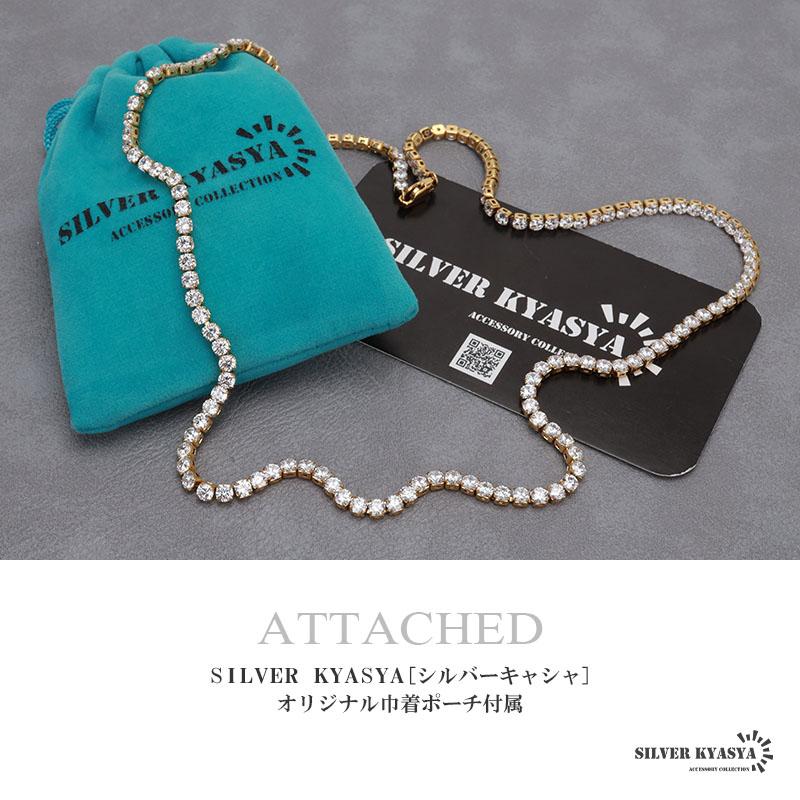 ステンレス テニスチェーンネックレス 幅3mm ゴールド 18KGP ステンレス テニスチェーンネックレス 幅3mm ゴールド 18KGP