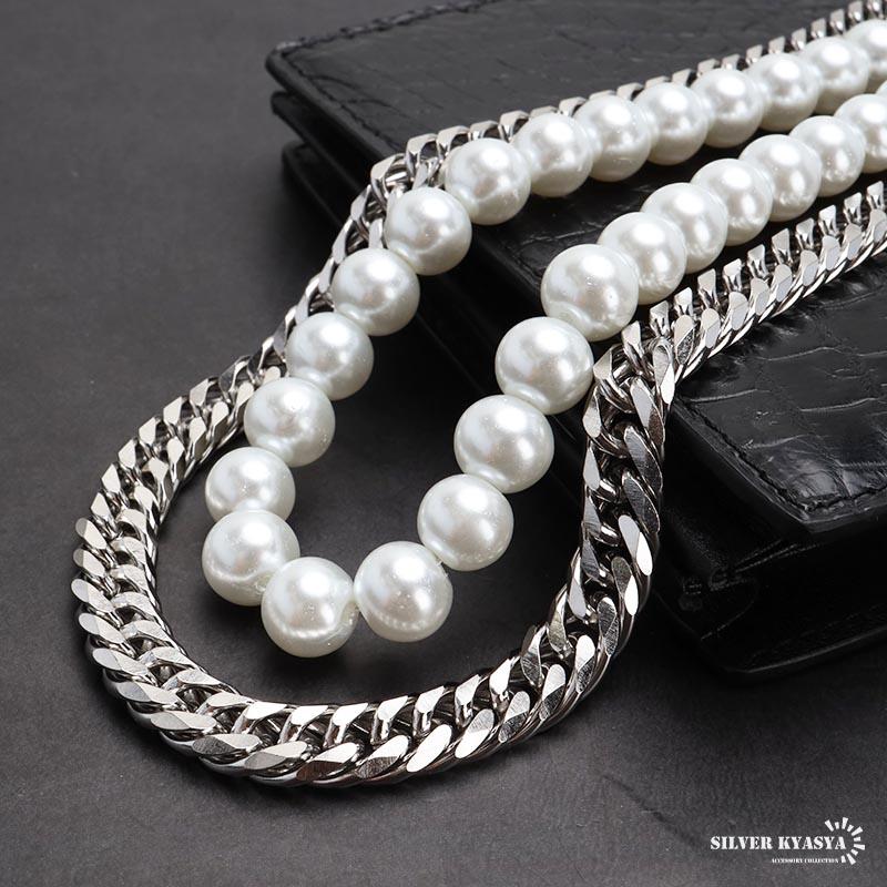 ◎⭐︎ 2連ネックレス　真珠　silver 貴金属　パール　ネックレス　遺品整理 ステンレス 2連ネックレス パールネックレス 10mm ダブル喜平