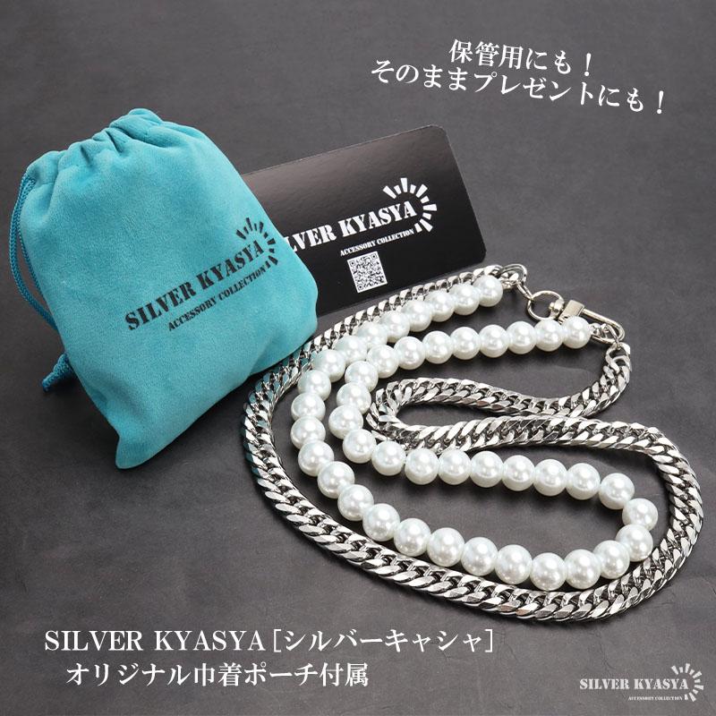 ステンレス 2連ネックレス パールネックレス 10mm ダブル喜平