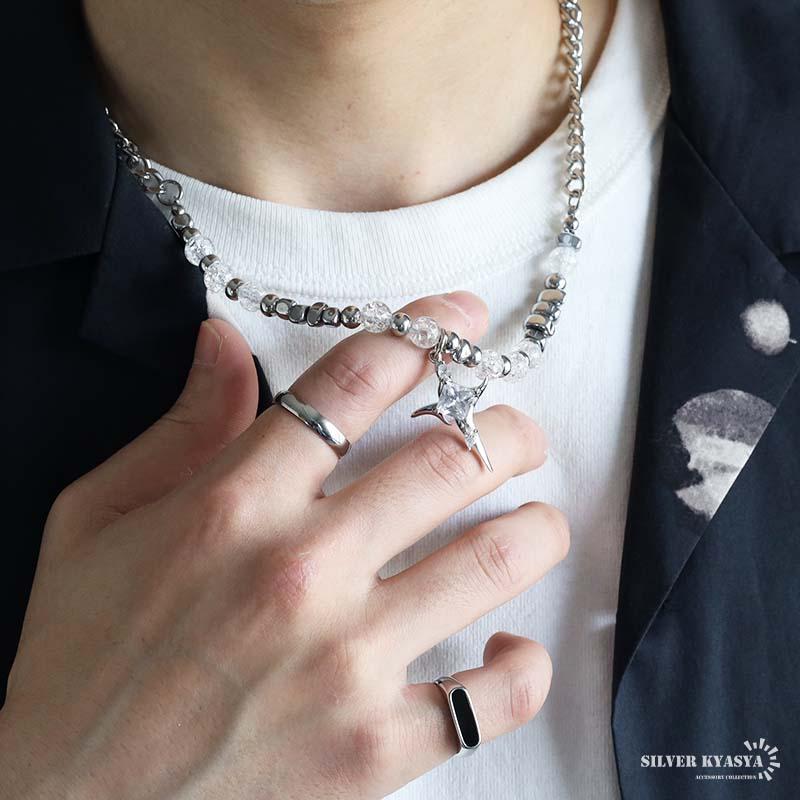 ステンレス クロスネックレス ペンダント チェーンネックレス