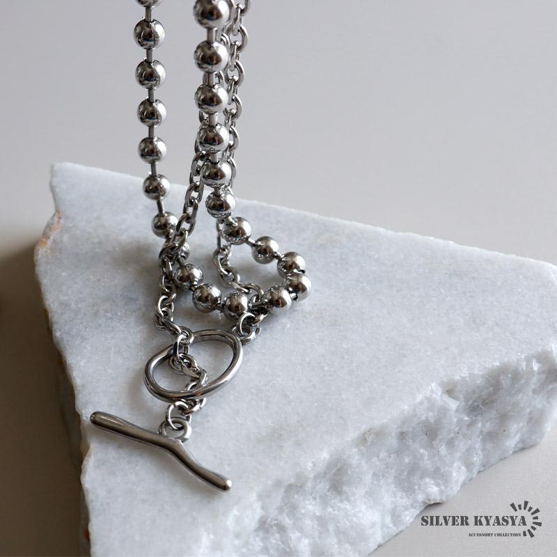 2重ネックレス 2連 レディース ボールチェーン マンテル