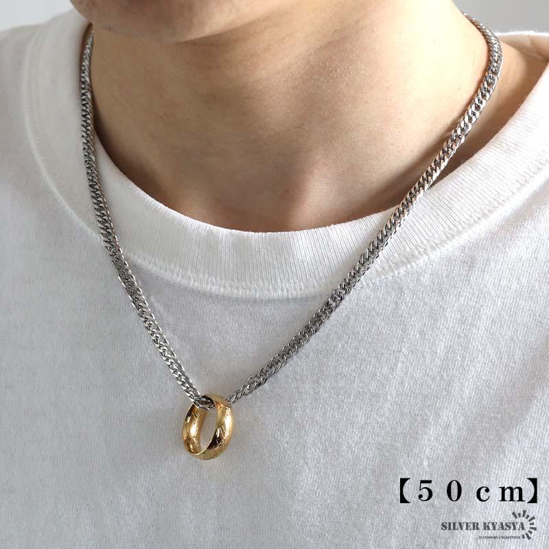ステンレス リングネックレス 火文字 ゴールドリング ペンダント ステンレス リングネックレス 火文字 ゴールドリング ペンダント