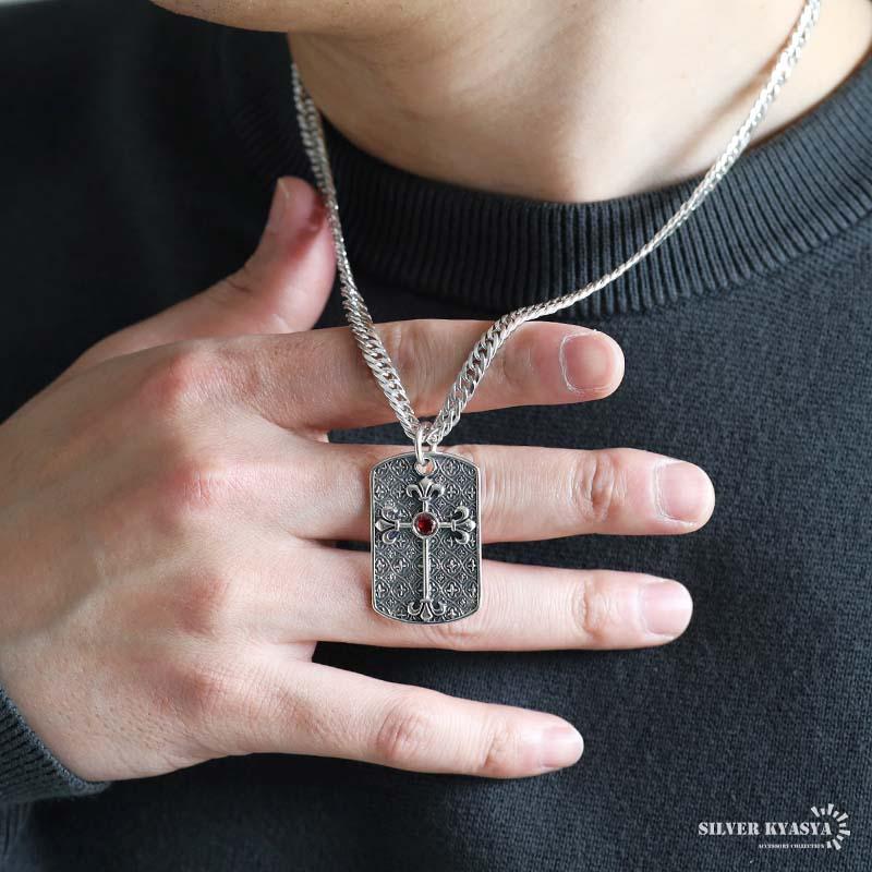 シルバー925 ドッグタグネックレス クロスネックレス ダブル喜平 シルバー925 ドッグタグネックレス クロスネックレス ダブル喜平