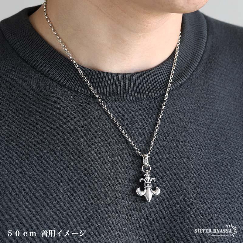 シルバー925 フレアネックレス 百合の紋章 クロスネックレス ロール