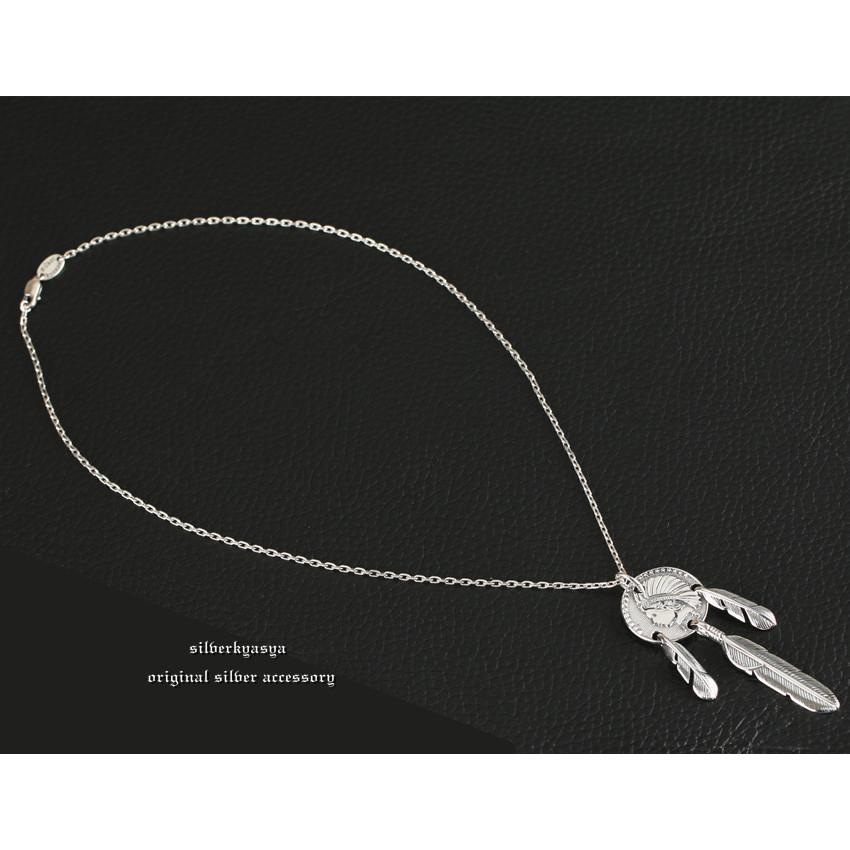 シルバー925素材 三点吊り ネックレス 925 フェザーネックレス