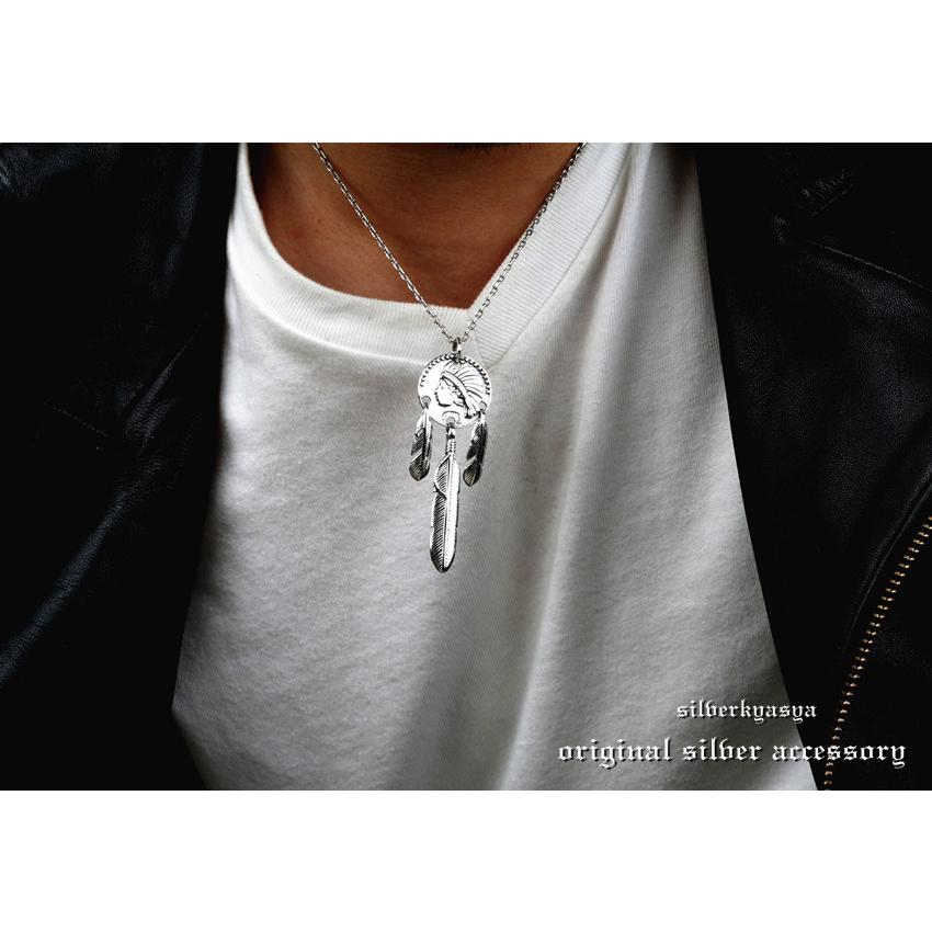 シルバー925素材 三点吊り ネックレス 925 フェザーネックレス