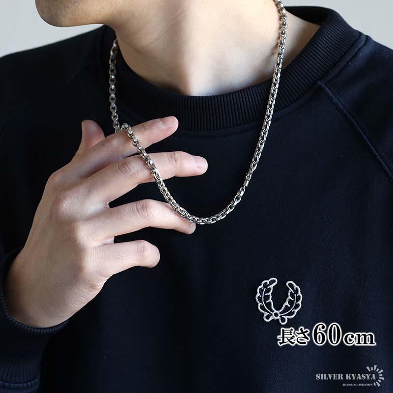 シルバー925 梵字 六字真言 ネックレス ペーパーチェーン 幅5mm