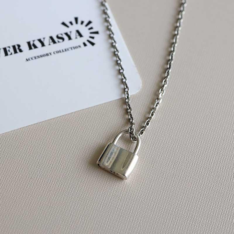 シルバー925 南京錠 ペンダント レディース silver 鎖ネックレス シルバー925 南京錠 ペンダント レディース silver 鎖ネックレス