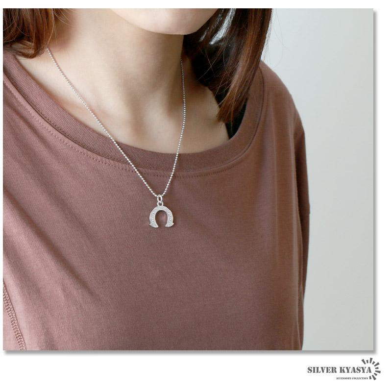 シルバー925 ホースシューネックレス 18K GP ゴールド ネックレス CZ