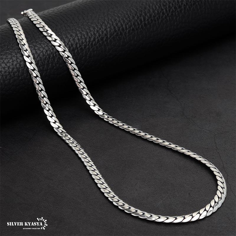 3178 SILVER925 ITALY製 2面カットネックレスチェーン45cm シルバー925 チェーンネックレス 喜平 2面カット 925 メンズ