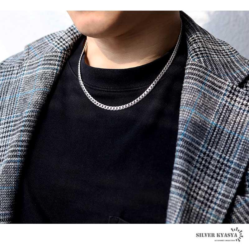 ＼2個で10％OFF 3個で20％OFFクーポン／シルバー925 チェーンネックレス 喜平 2面カット 925 メンズ ネックレス 爆買の画像