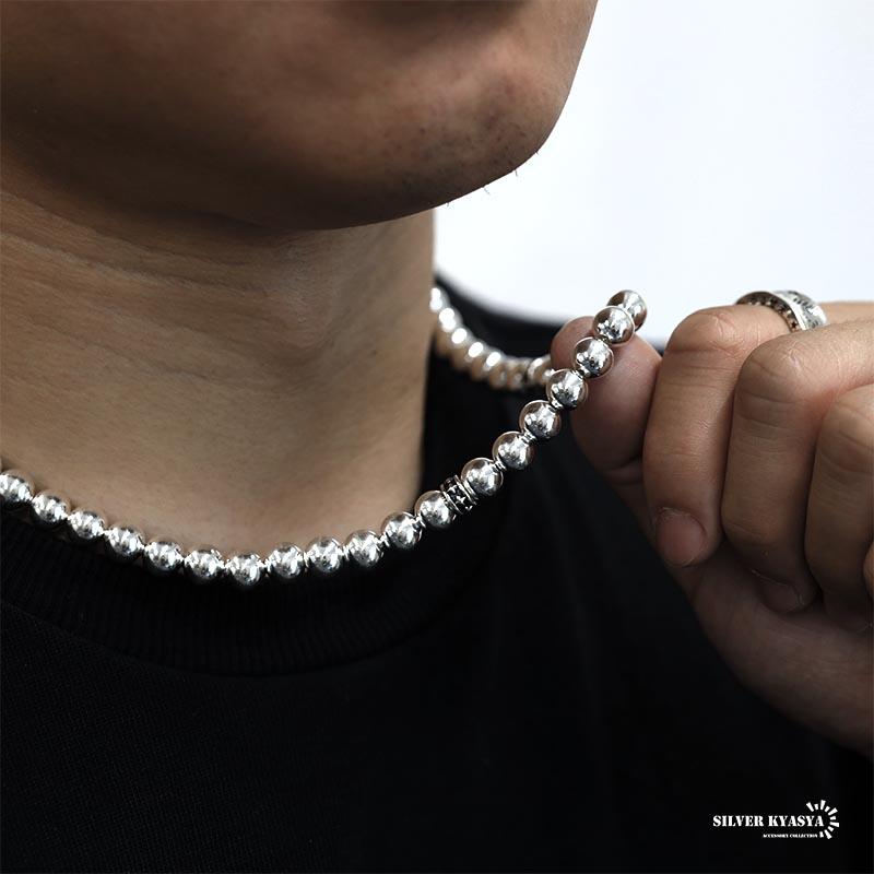 シルバー925 ボールチェーンネックレス 太幅 8mm ボールネックレス 銀