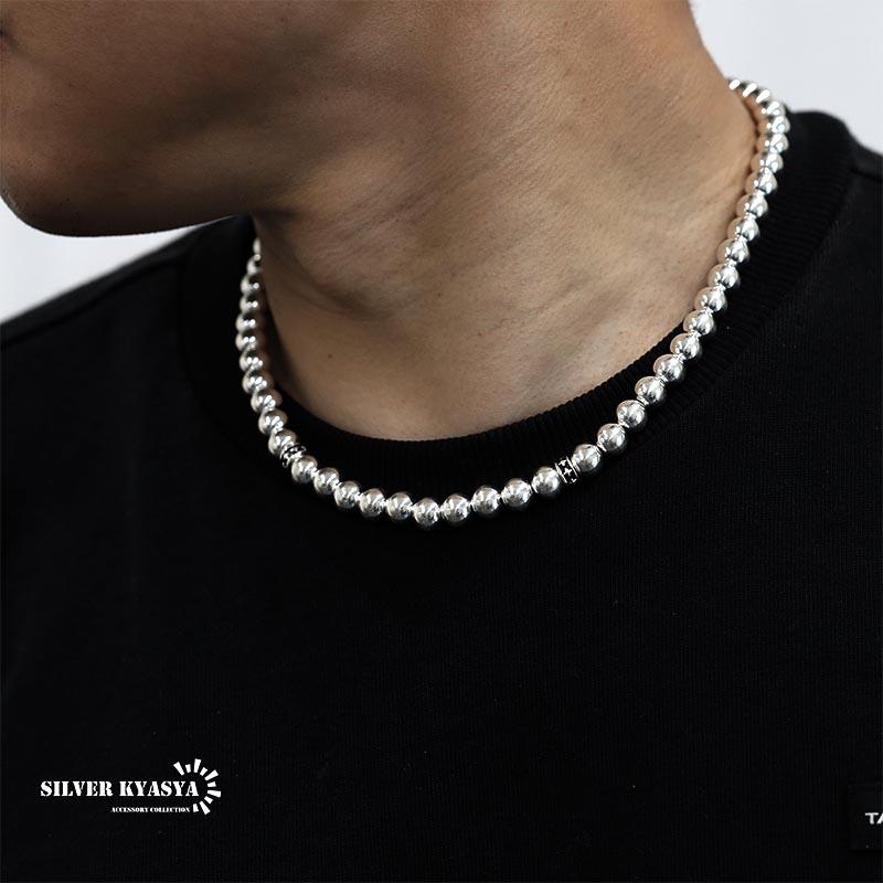 シルバー925 ボールチェーンネックレス 太幅 8mm ボールネックレス 銀