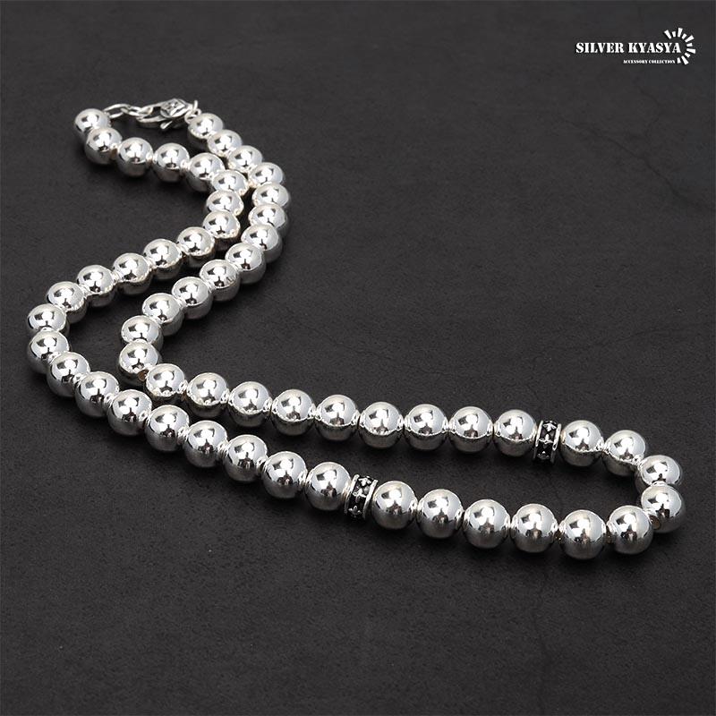 シルバー925 ボールチェーンネックレス 太め 太幅 8mm ボール