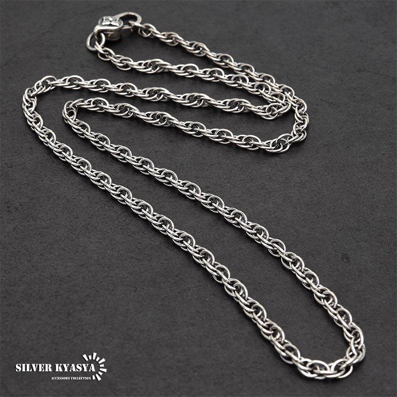 シルバー925 チェーンネックレス ツイストチェーン 三連 ロープ