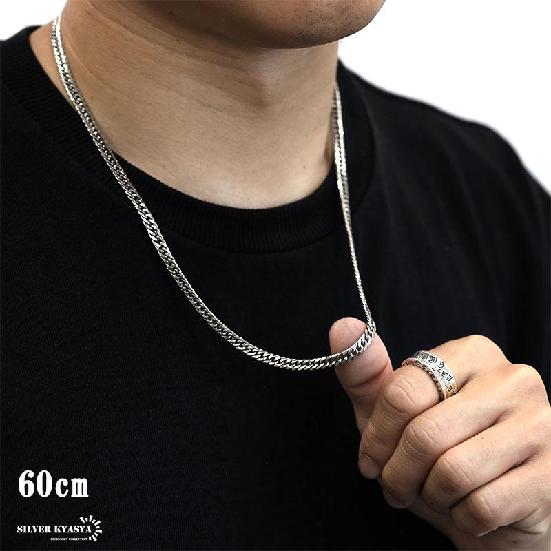 シルバー925 チェーンネックレス 6面カット ダブル喜平チェーン