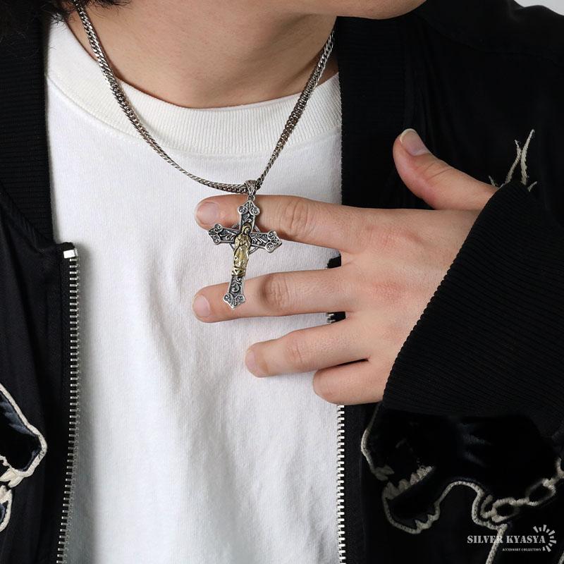 シルバー925 ロザリオネックレス 50cm マリア クロスネックレス メンズ シルバー925 ロザリオネックレス 50cm マリア クロスネックレス