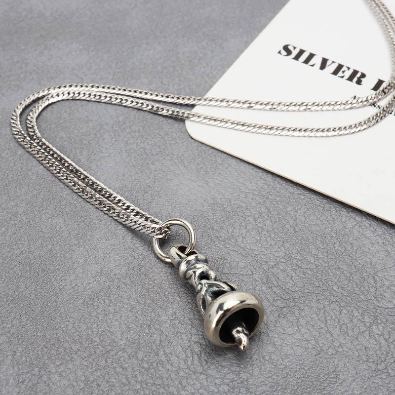 ＼2個で10％OFF 3個で20％OFFクーポン／シルバー925 アラベスク ベルネックレス シルバー 細身 6面カット ダブル喜平 ネックレス 鐘 唐草 燻し 金アレ対応 爆買の画像