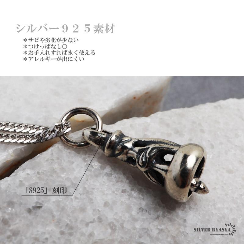 ＼2個で10％OFF 3個で20％OFFクーポン／シルバー925 アラベスク ベルネックレス シルバー 細身 6面カット ダブル喜平 ネックレス 鐘 唐草 燻し 金アレ対応 爆買の画像