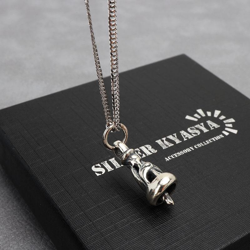 ＼2個で10％OFF 3個で20％OFFクーポン／シルバー925 アラベスク ベルネックレス シルバー 細身 6面カット ダブル喜平 ネックレス 鐘 唐草 燻し 金アレ対応 爆買の画像