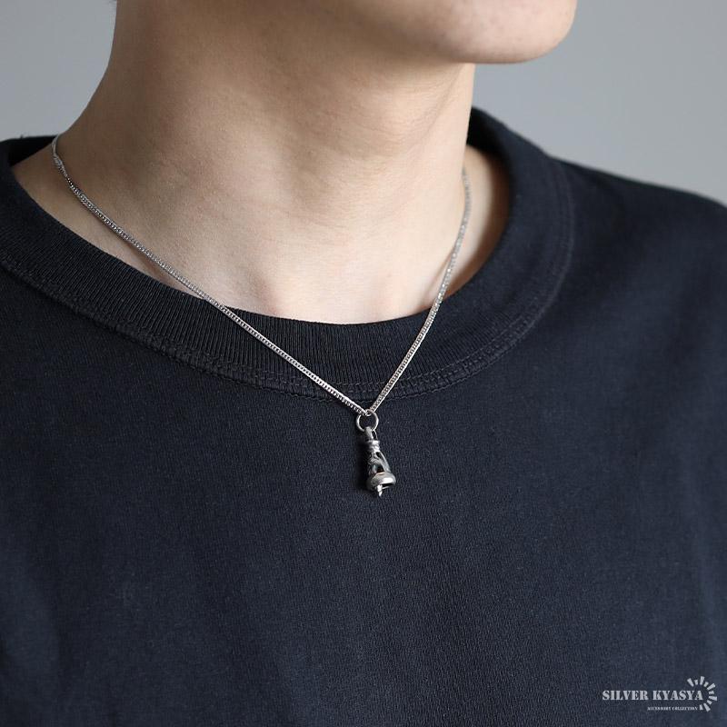 ＼2個で10％OFF 3個で20％OFFクーポン／シルバー925 アラベスク ベルネックレス シルバー 細身 6面カット ダブル喜平 ネックレス 鐘 唐草 燻し 金アレ対応 爆買の画像