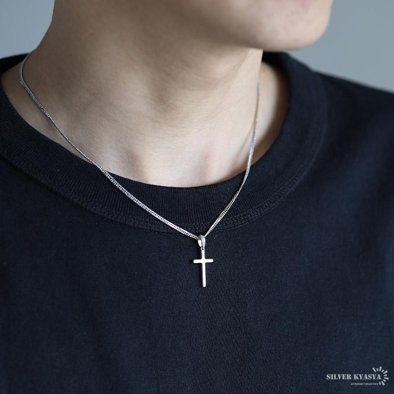 ＼2個で10％OFF 3個で20％OFFクーポン／シルバー925 クロスネックレス シルバー 細身 6面カット ダブル喜平 ネックレス 十字架ネックレス 金アレ対応 爆買の画像