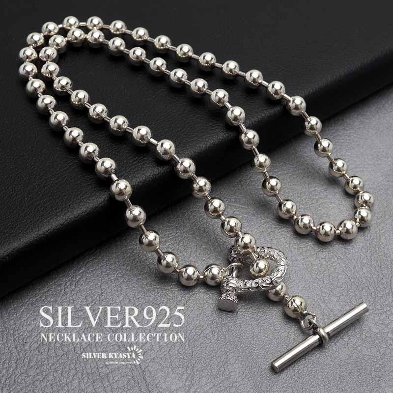 シルバー925 ボールチェーンネックレス 唐草マンテル式 シルバー925 ボールチェーンネックレス 唐草マンテル式