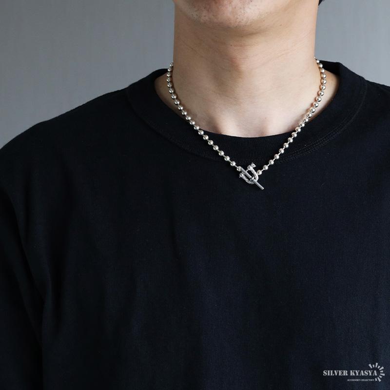 シルバー925 ボールチェーンネックレス 唐草マンテル式 シルバー925 ボールチェーンネックレス 唐草マンテル式