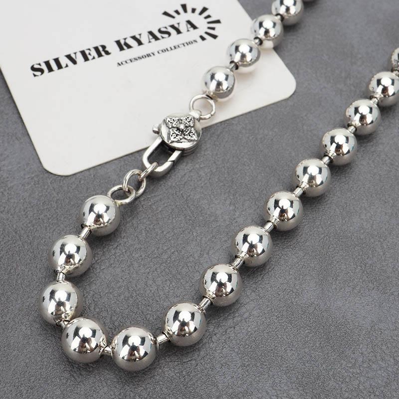 ＼2個で10％OFF 3個で20％OFFクーポン／シルバー925 ボールチェーンネックレス 太幅 60cm メタリックチェーンネックレス 六字真言 重厚感 法具 金アレ対応 爆買の画像
