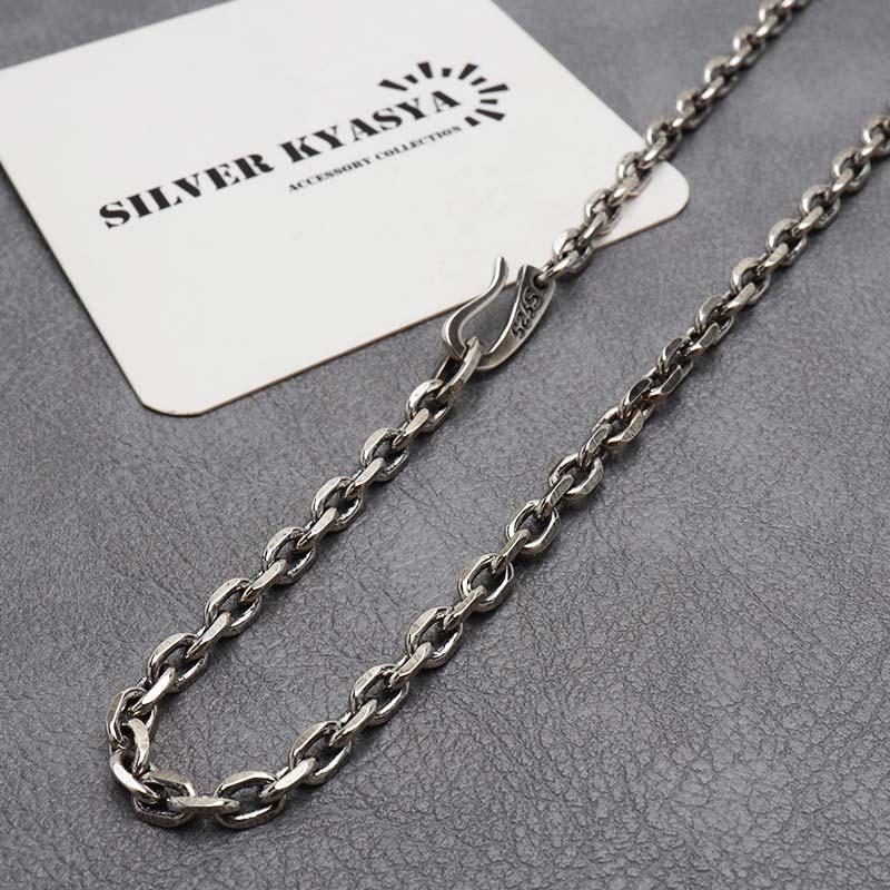 シルバー925 あずきチェーン 燻し シルバーチェーン 太角チェーン 幅