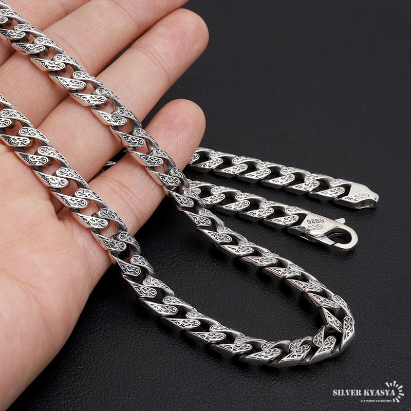 シルバー925 唐草ネックレス 50cm 喜平ネックレス ペーパーチェーン