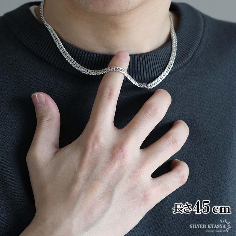 シルバー925 チェーンネックレス 6面カット ダブル喜平チェーン
