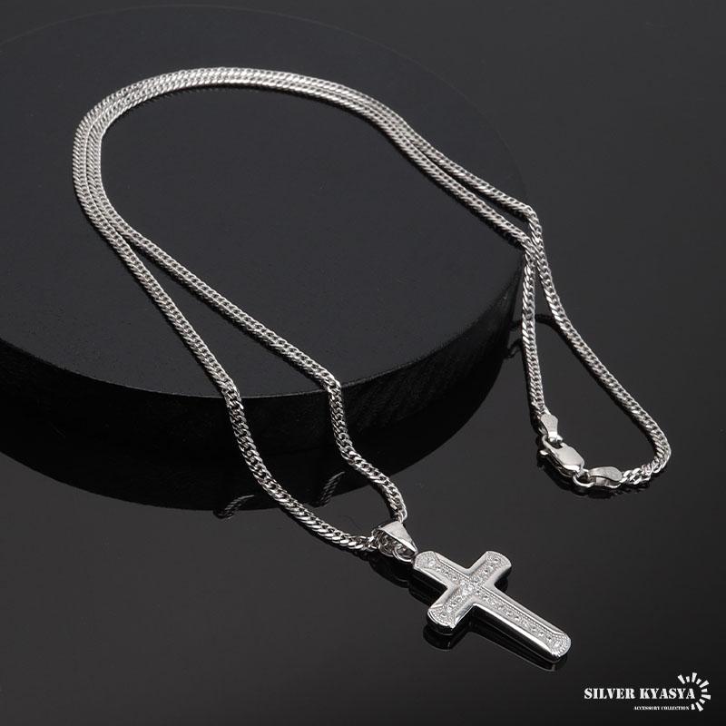 複数買いで最大300円OFFクーポン／シルバー925 クロスネックレス